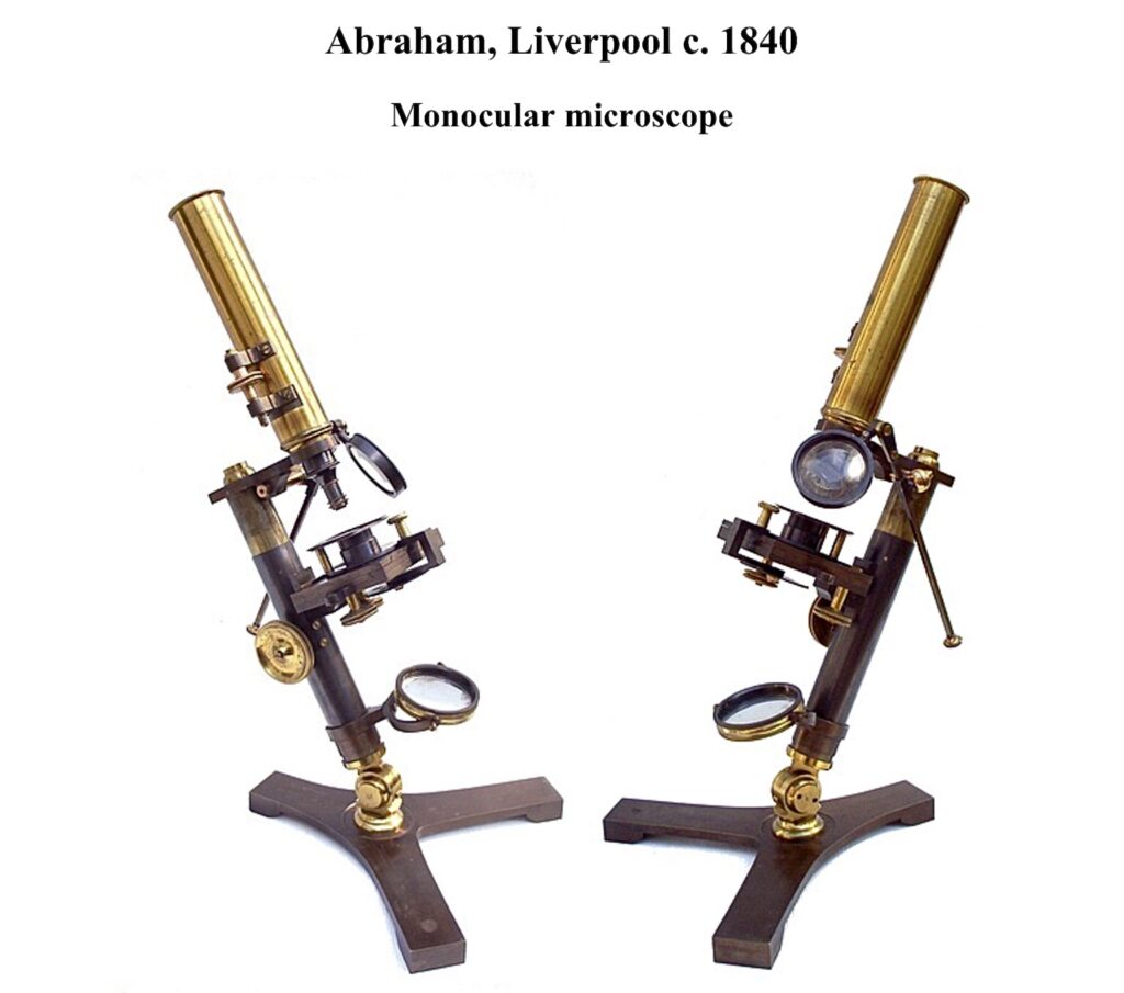 Microscopio tipo Cary-Gould. Abraham & Co. Liverpool. c.1820.