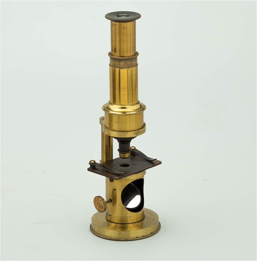 39a. Microscopio de tambor con brazo exterior.