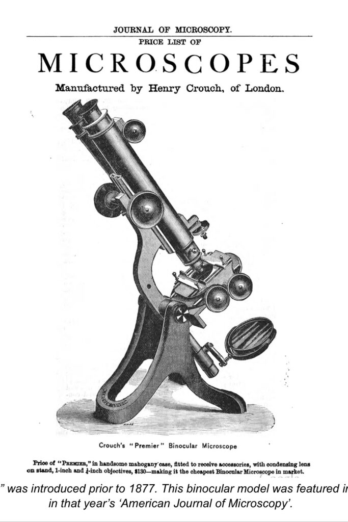 Microscopio Binocular “Crouch Premium”. Henry Crouch. Londres. 1870