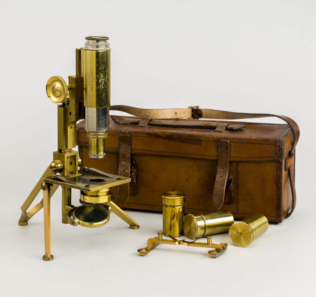Portable folding microscope. J. Swift & Son. 1906