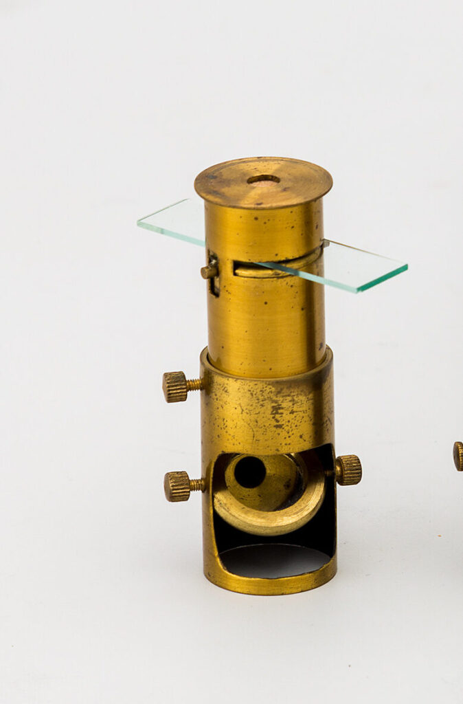 Small cylindrical pocket microscope. c. 1880
