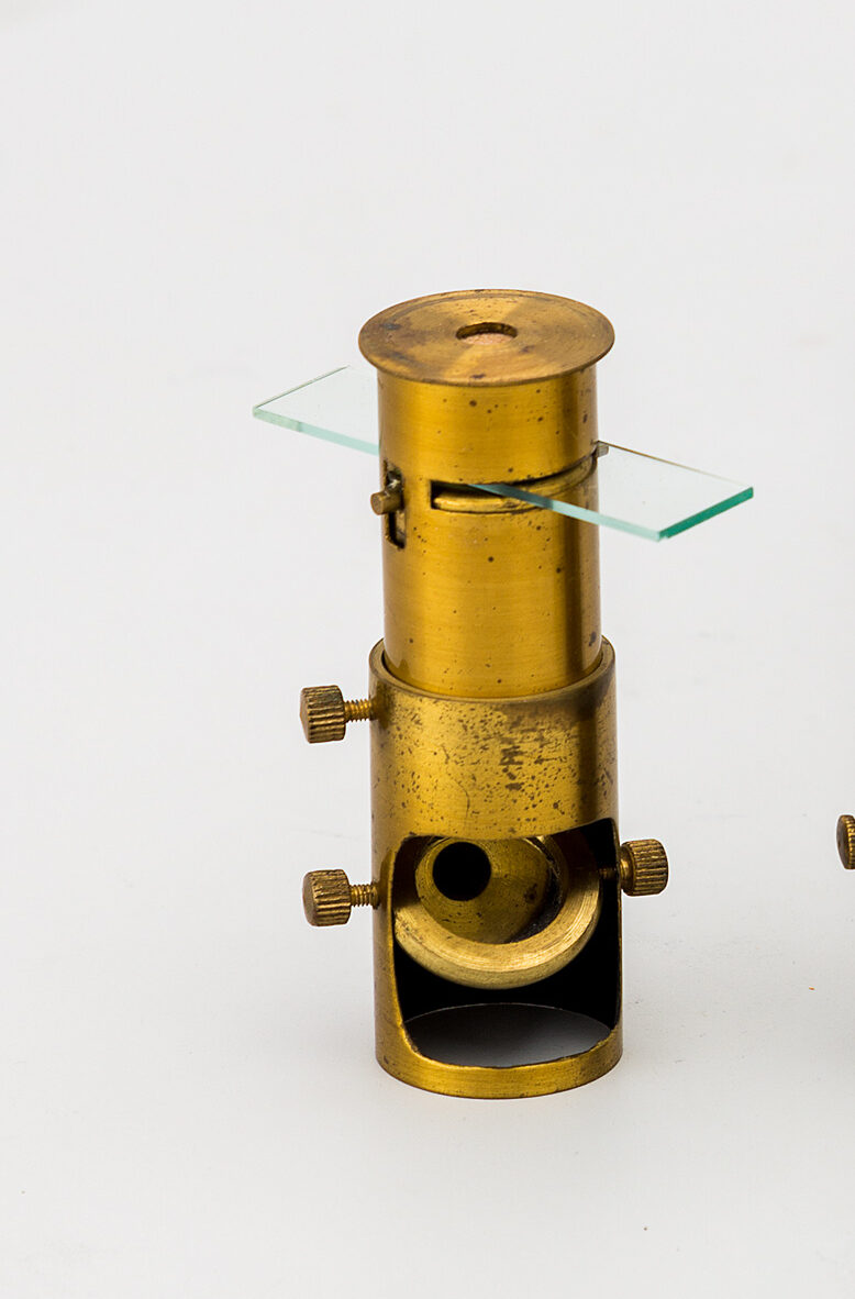 Small cylindrical pocket microscope. c. 1880