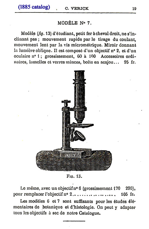 Microscopio monocular. Constant de Verick. 1870